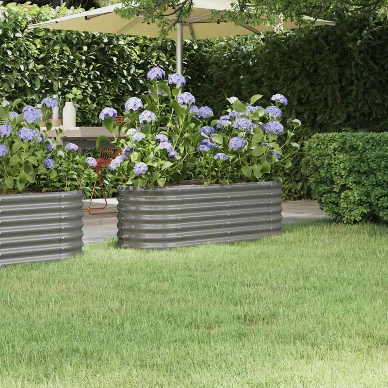 Plantekasse i galvaniseret stål 114x40x36 cm – grå