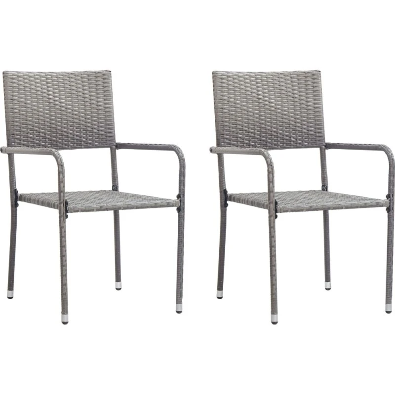 2 stk. stabelbare havestole i polyrattan – grå