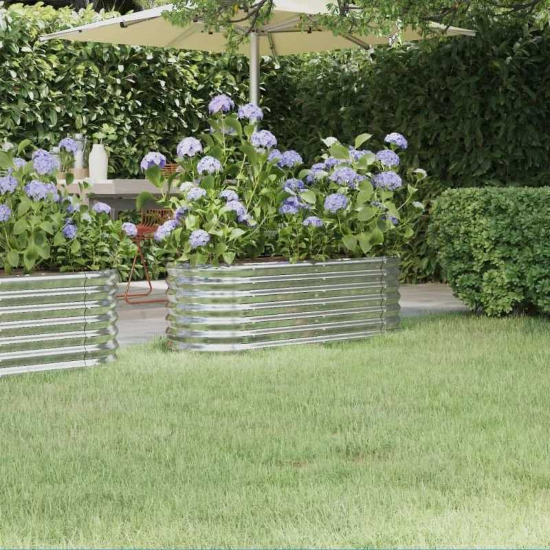 Plantekasse 114x40x36 cm galvaniseret stål - sølv