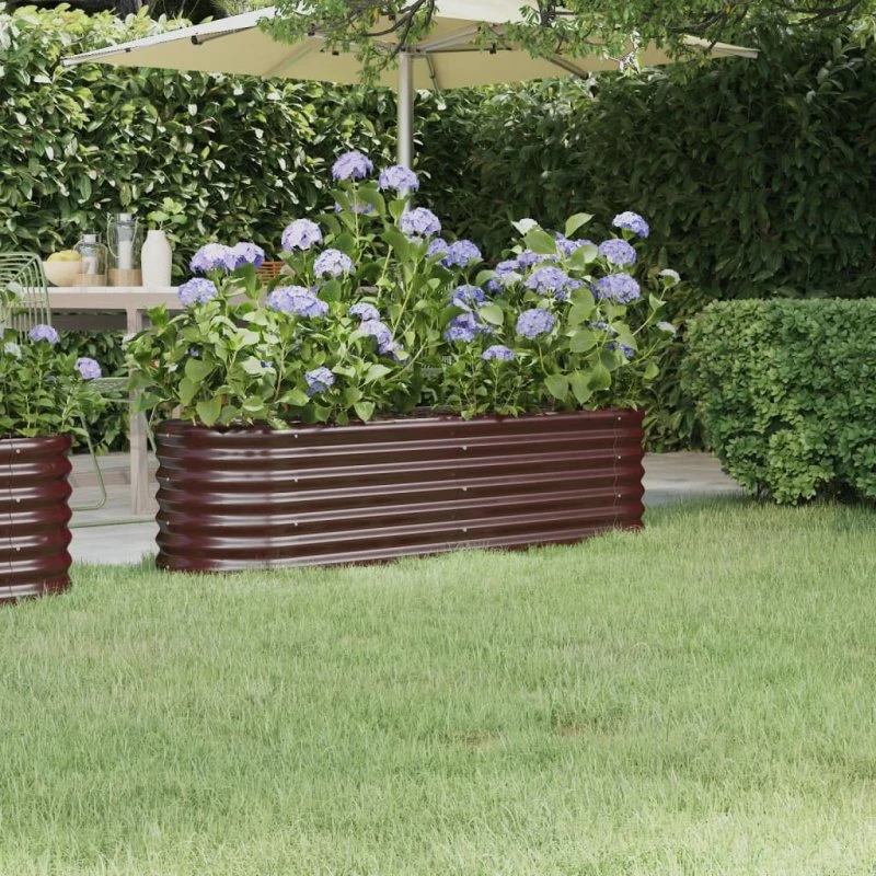 Plantekasse 152x40x36 cm galvaniseret stål – brun