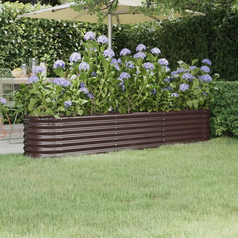 Plantekasse 224x40x36 cm i galvaniseret stål (brun)