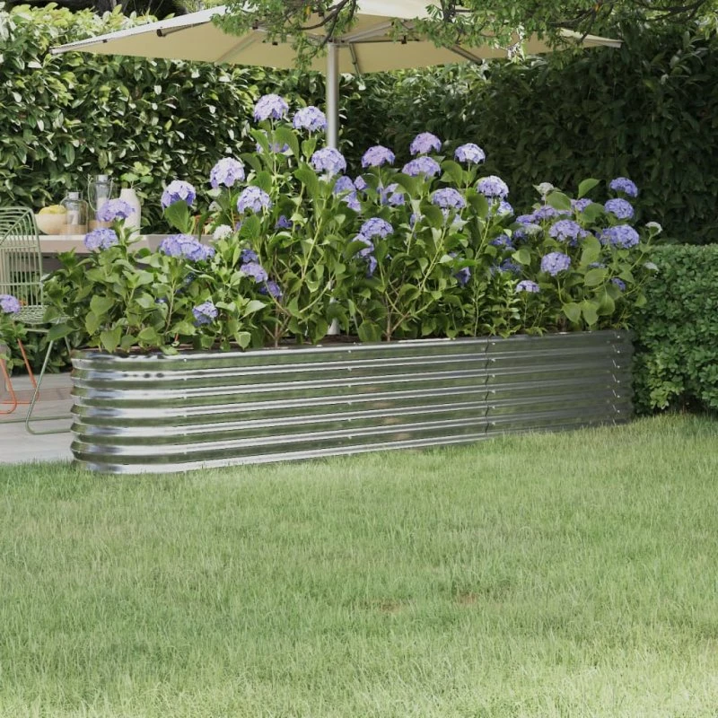 Plantekasse galvaniseret stål 224x40x36 cm – sølv
