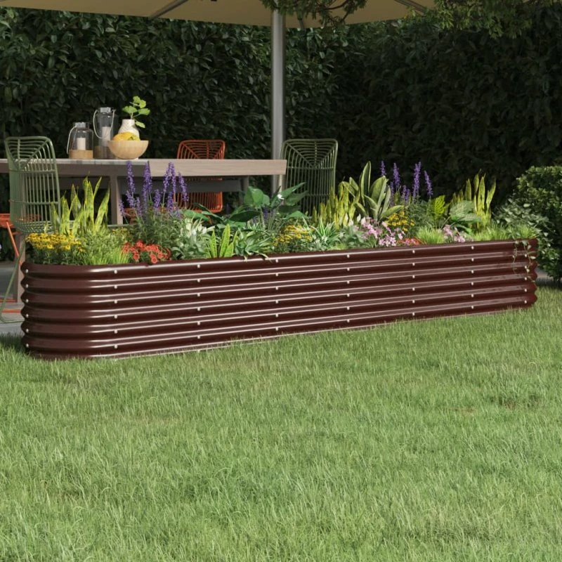 Plantekasse 260x40x36 cm galvaniseret stål – brun