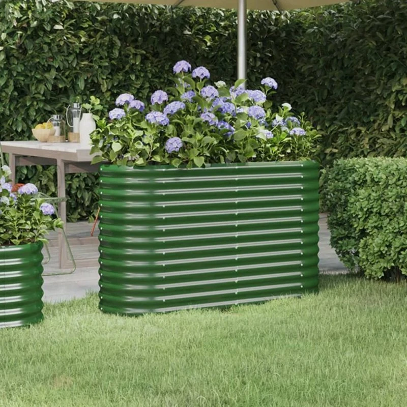 Plantekasse i galvaniseret stål 114x40x68 cm – grøn