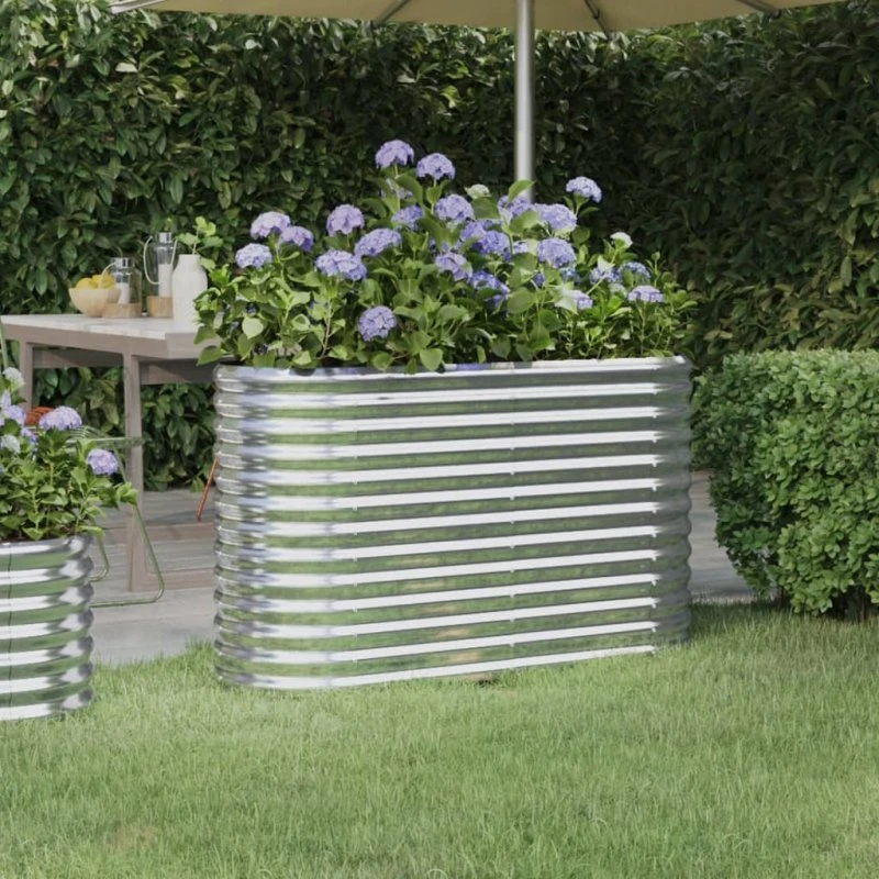 Plantekasse 114x40x68 cm i galvaniseret stål – sølv