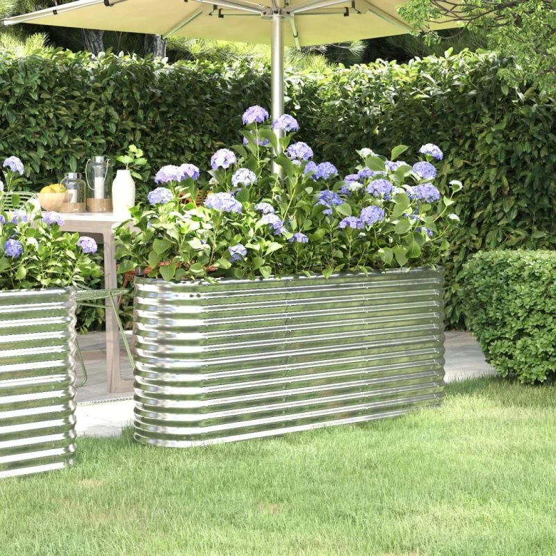 Plantekasse 152x40x68 cm – galvaniseret stål, sølv