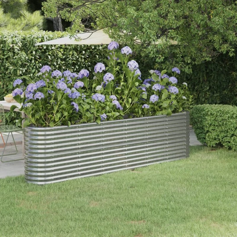 Plantekasse i galvaniseret stål 260x40x68 cm – sølv
