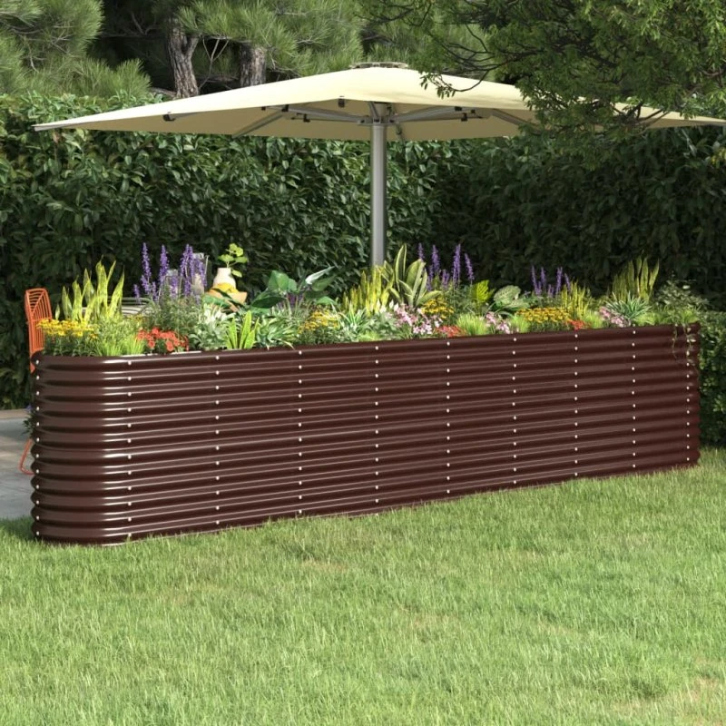 Plantekasse 332x40x68 cm galvaniseret stål – brun