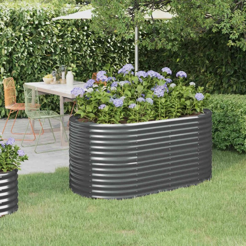 Plantekasse 152x80x68 cm galvaniseret stål – antracit