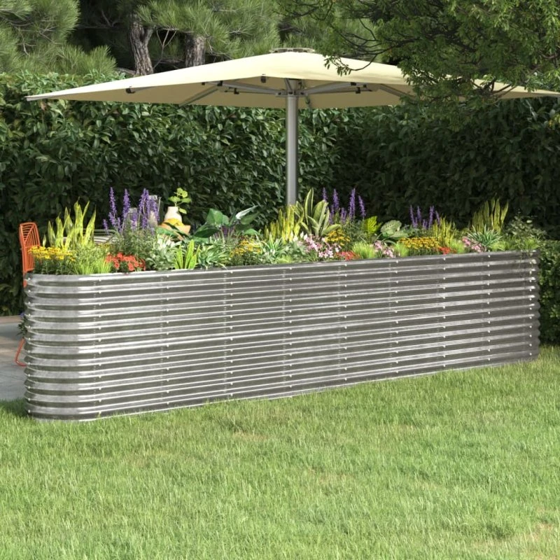 Plantekasse 332x40x68 cm galvaniseret stål, sølv