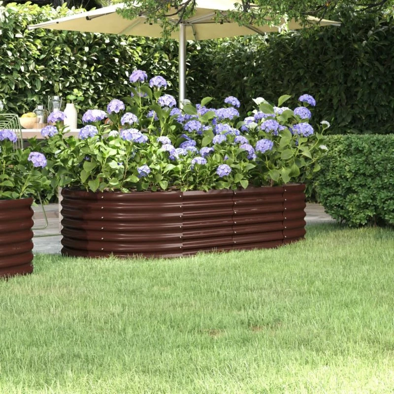 Plantekasse 152x80x36 cm galvaniseret stål – brun