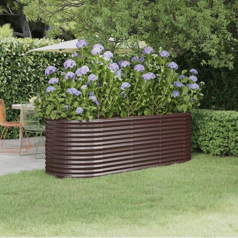Plantekasse i galvaniseret stål 224x80x68 cm – brun