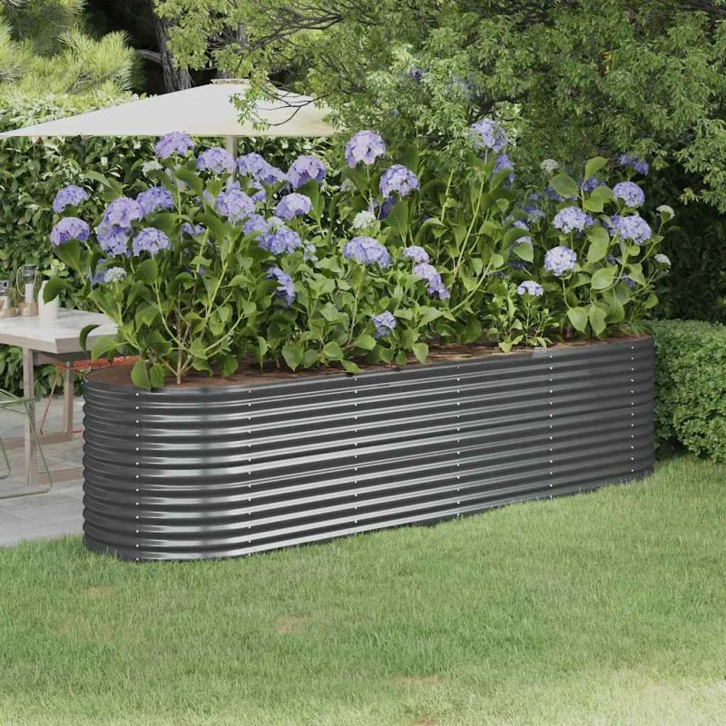 Plantekasse 296x80x68 cm - galvaniseret stål, antracit