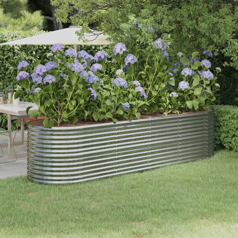 Plantekasse 296x80x68 cm galvaniseret stål - sølv