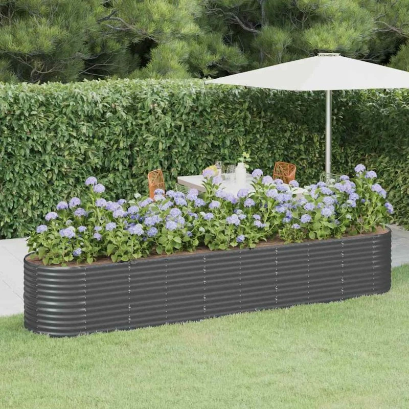 Plantekasse 368x80x68 cm – galvaniseret stål, antracit
