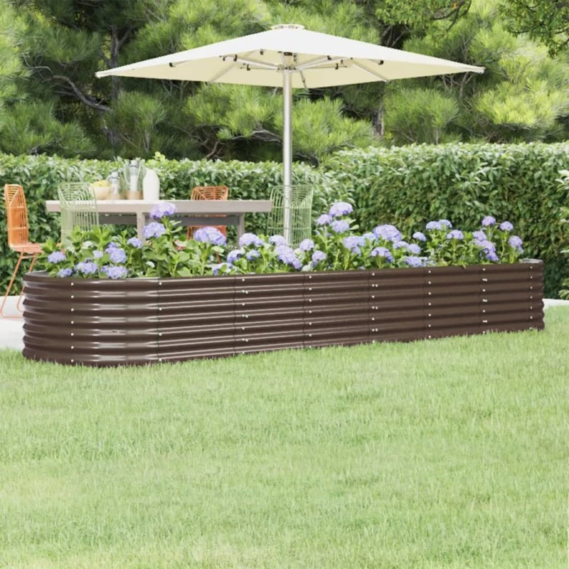 Plantekasse 296x80x36 cm galvaniseret stål – brun