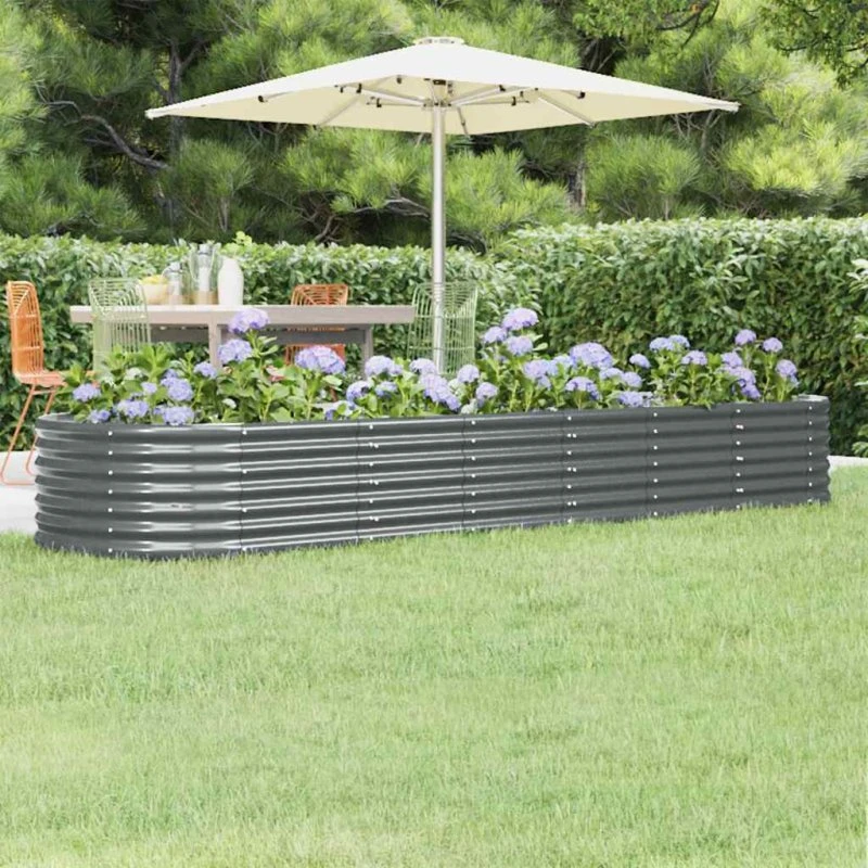Plantekasse 296x80x36 cm - galvaniseret stål, antracit