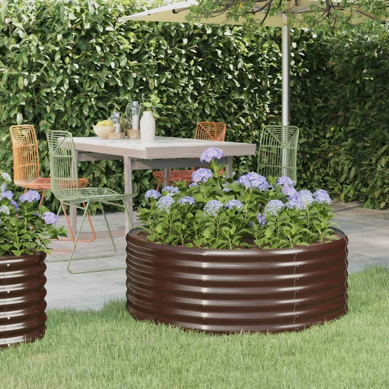 Plantekasse 100x100x36 cm galvaniseret stål - brun