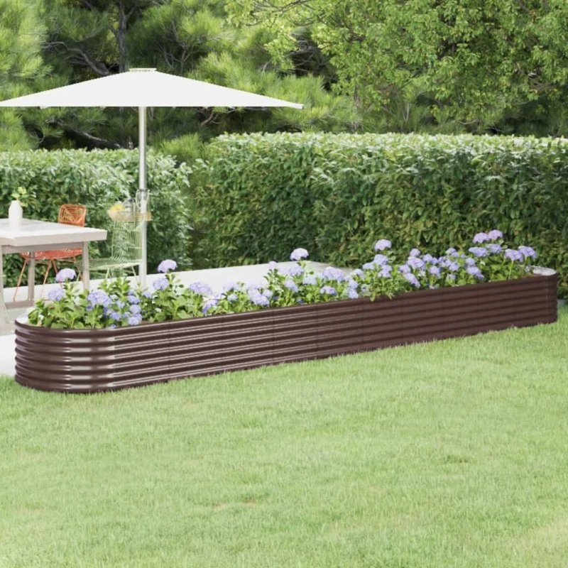 Plantekasse 440x80x36 cm galvaniseret stål - brun