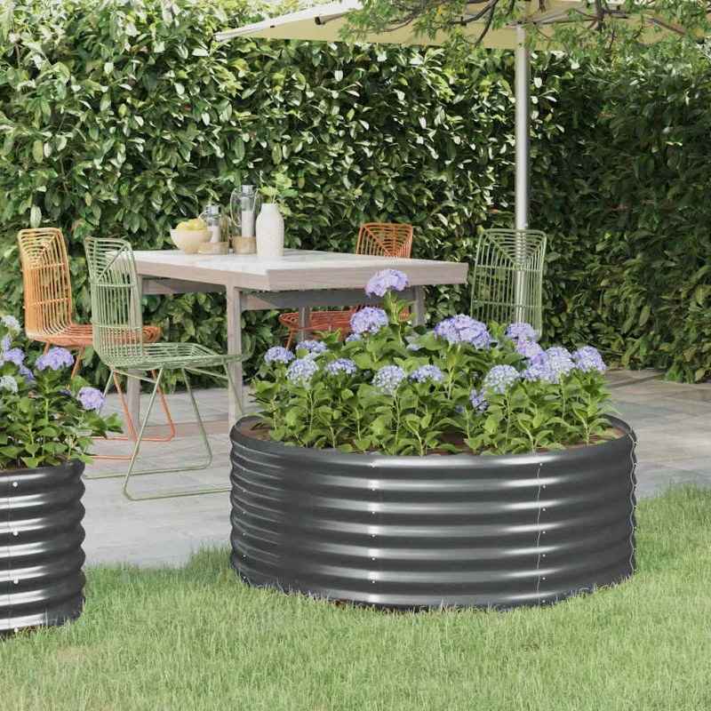 Plantekasse 100x100x36 cm galvaniseret stål - antracit