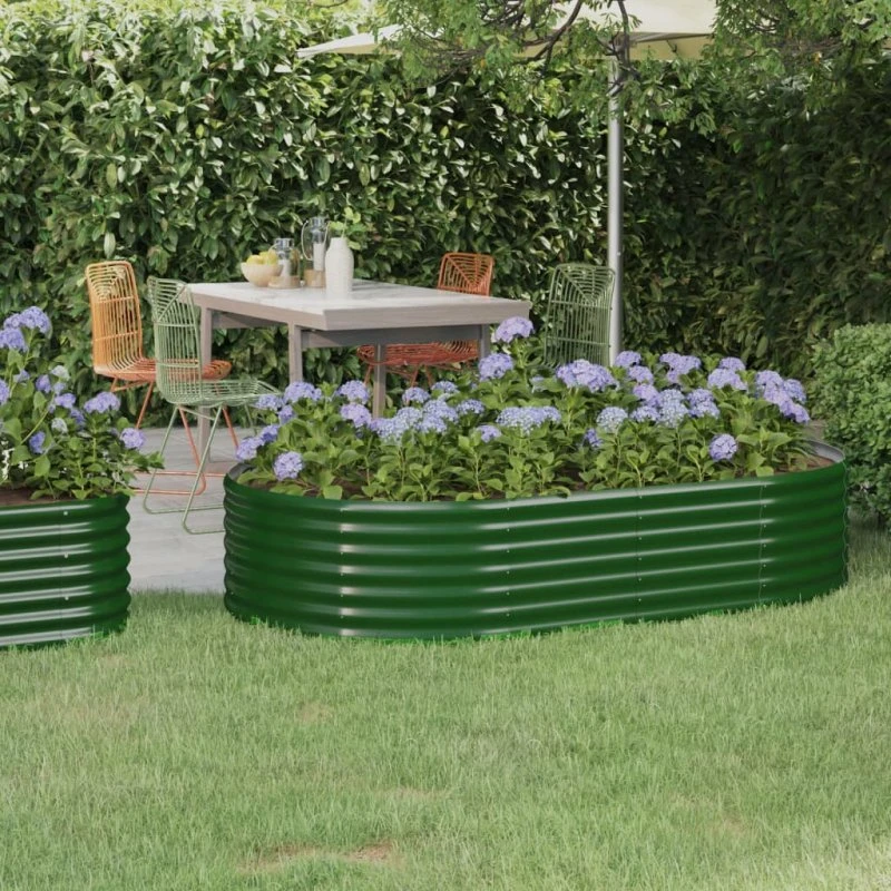 Plantekasse 175x100x36 cm galvaniseret stål, grøn