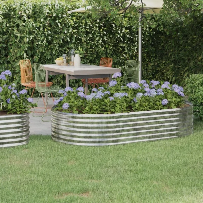 Plantekasse 175x100x36 cm galvaniseret stål – sølv