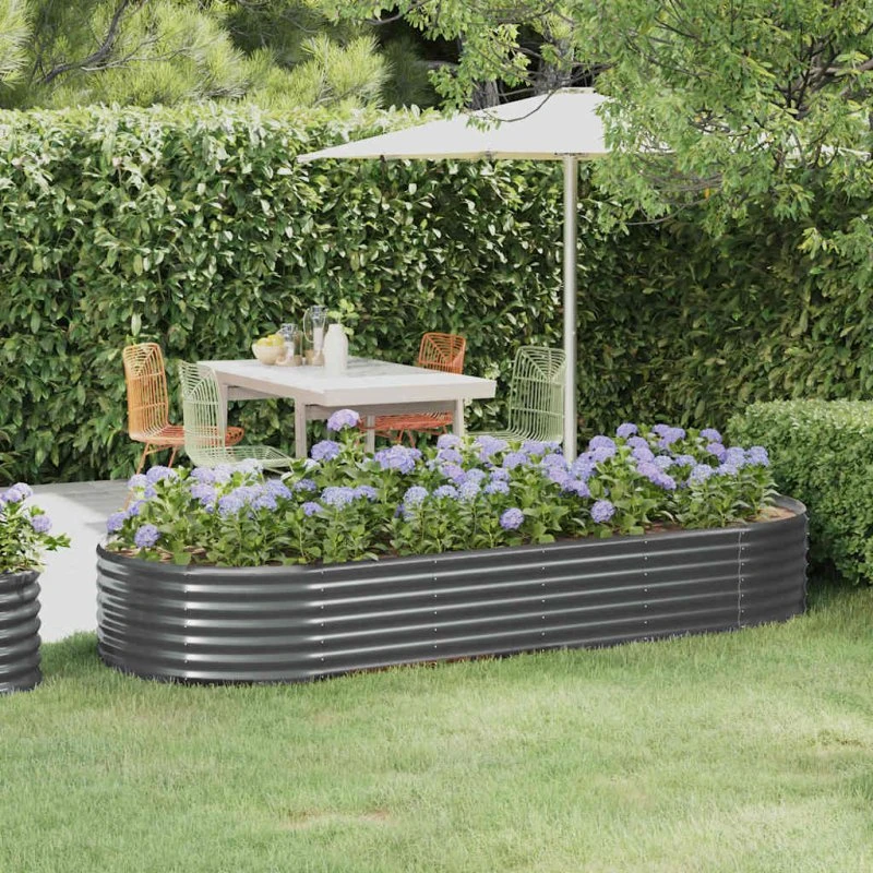 Plantekasse højbed 249×100×36 cm galvaniseret stål, antracit