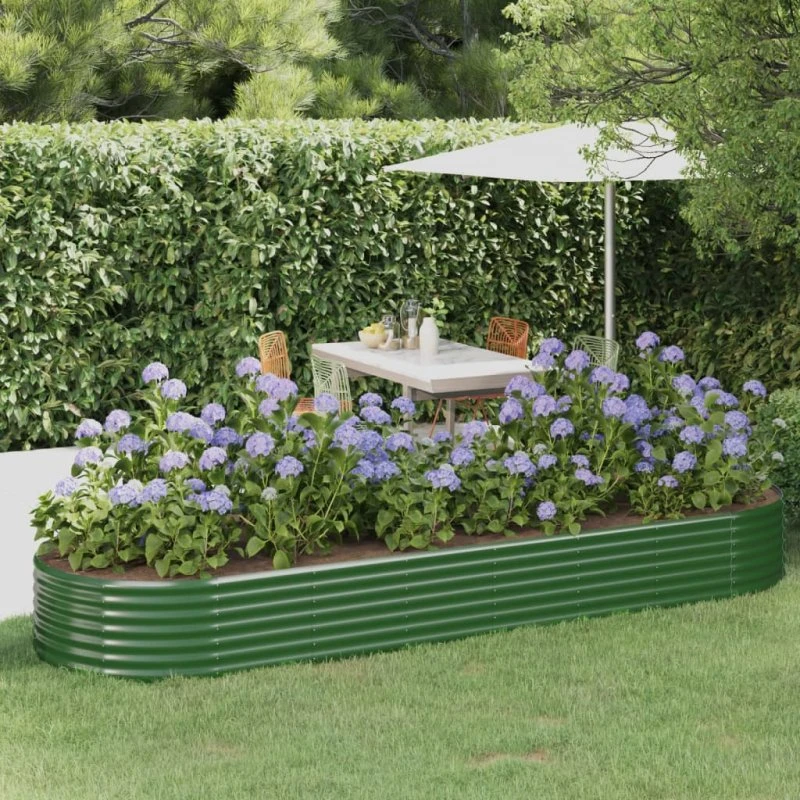 Plantekasse 322x100x36 cm galvaniseret stål - grøn