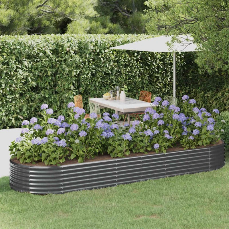 Plantekasse 322x100x36 cm – galvaniseret stål, antracit