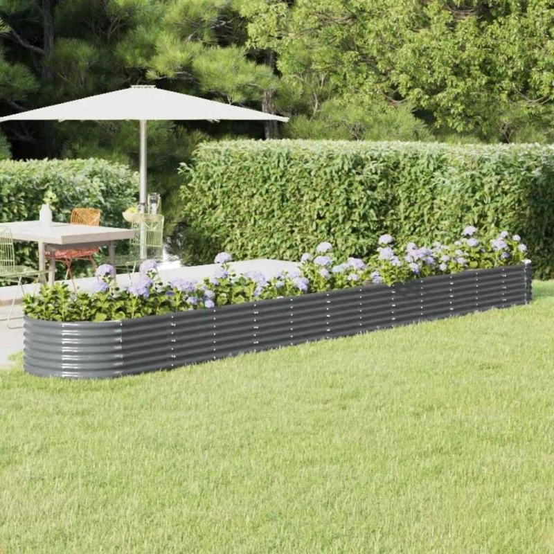 Plantekasse 512x80x36 cm galvaniseret stål - antracit