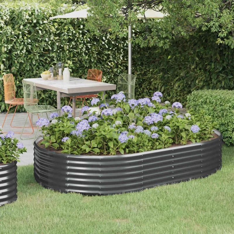 Plantekasse 214x140x36 cm galvaniseret stål - antracit