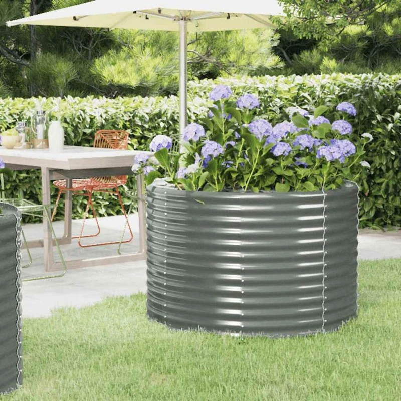 Plantekasse 100x100x68 cm galvaniseret stål - grå
