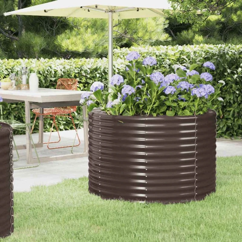 Plantekasse 100x100x68 cm galvaniseret stål — brun