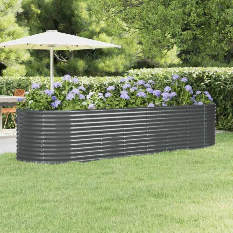 Plantekasse 322x100x68 cm - galvaniseret stål, antracit