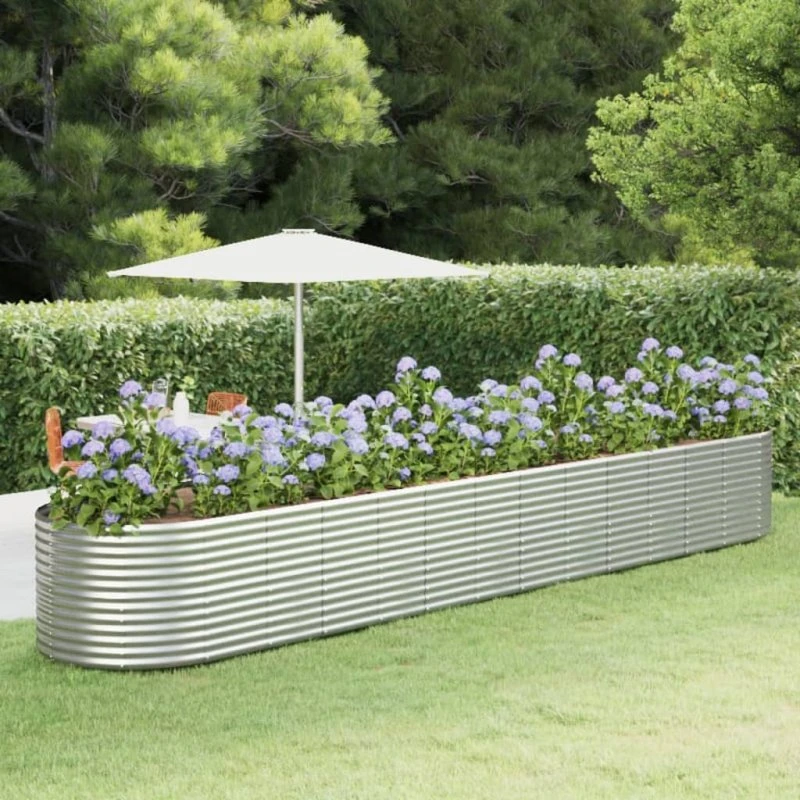 Plantekasse pulverlakeret stål 554×100×68 cm sølv