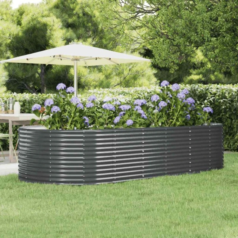 Plantekasse/højbed 291x140x68 cm galvaniseret stål - antracit