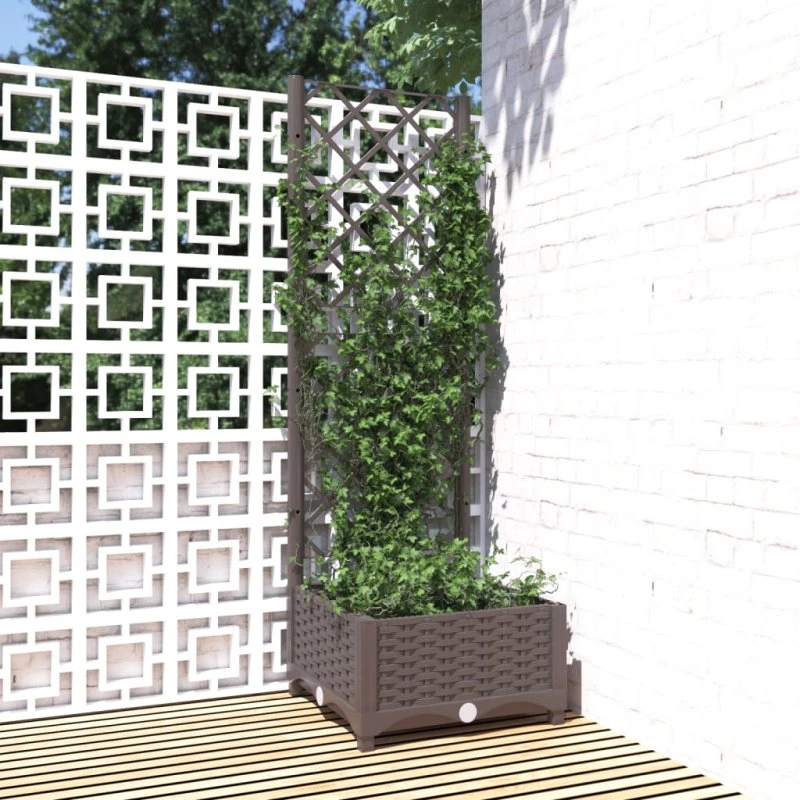 Plantekasse med espalier 40x40x121,5 cm - brun (PP)