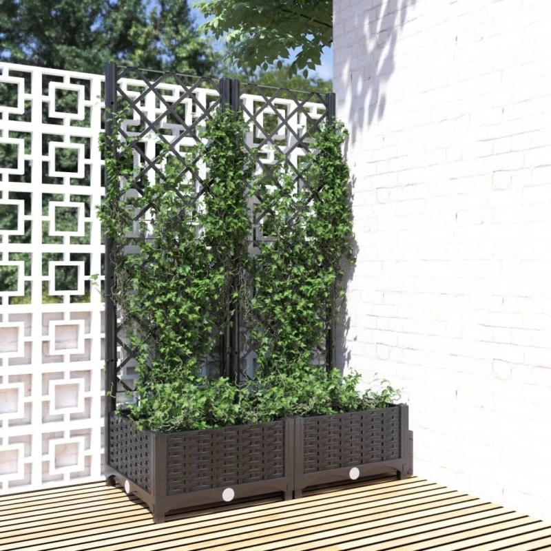 Haveplantekasse med espalier 80x40x121,5 cm – sort