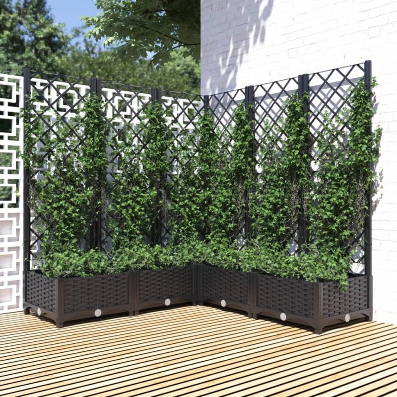 Plantekasse med espalier 120x120x121,5 cm – sort PP