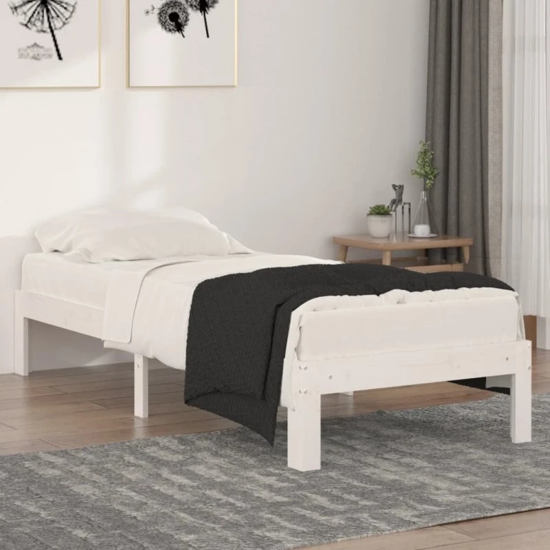 Sengeramme 75x190 cm Small Single – massivt fyrretræ, hvid
