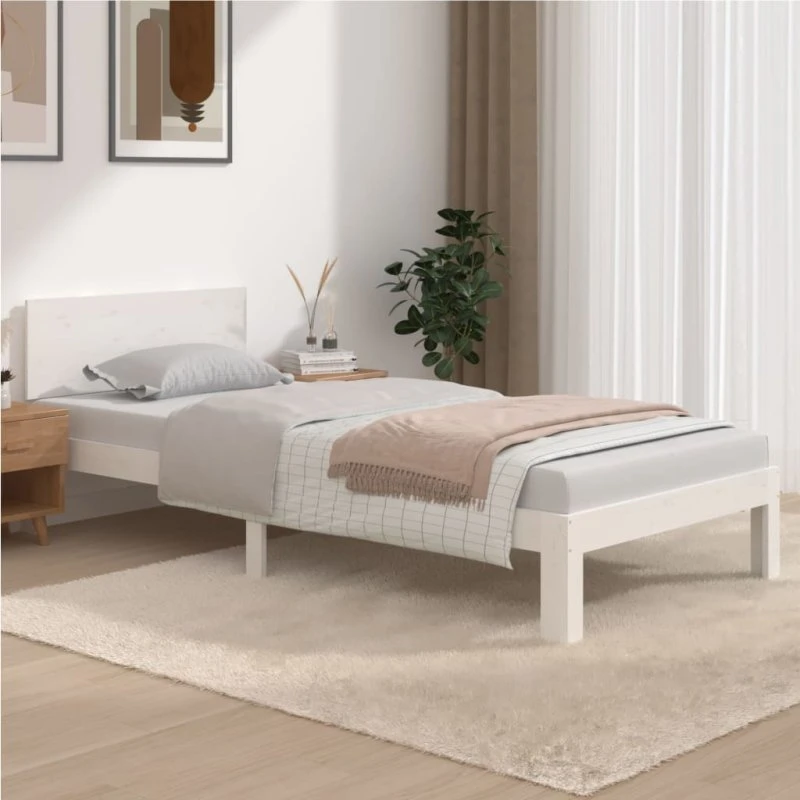 Sengestel 90x200 cm i massivt fyrretræ, hvid
