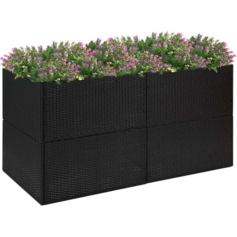 Plantekasse i polyrattan 157x80x80 cm - Sort