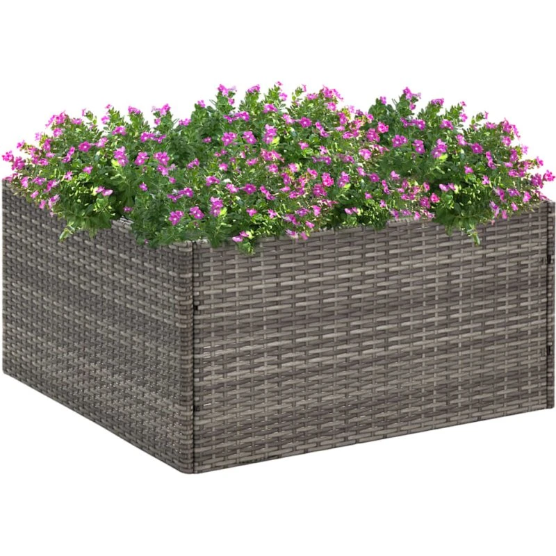 Plantekasse 80x80x40 cm polyrattan grå