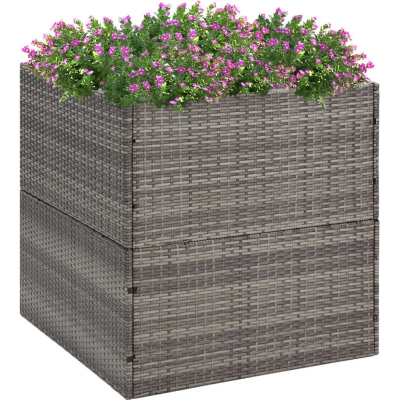 Plantekasse 80x80x80 cm i grå polyrattan