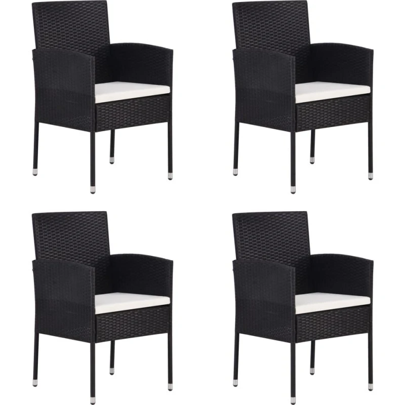 Polyrattan havestole 4 stk. sort med cremehynder