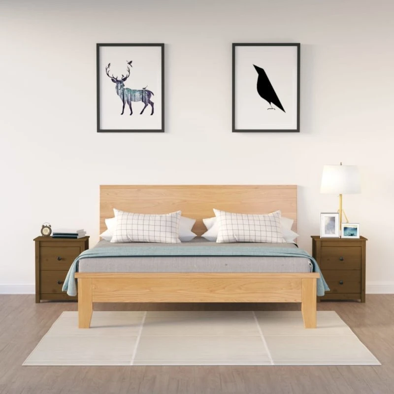 Sengeborde i massivt fyrretræ 2 stk. 50x35x61,5 cm