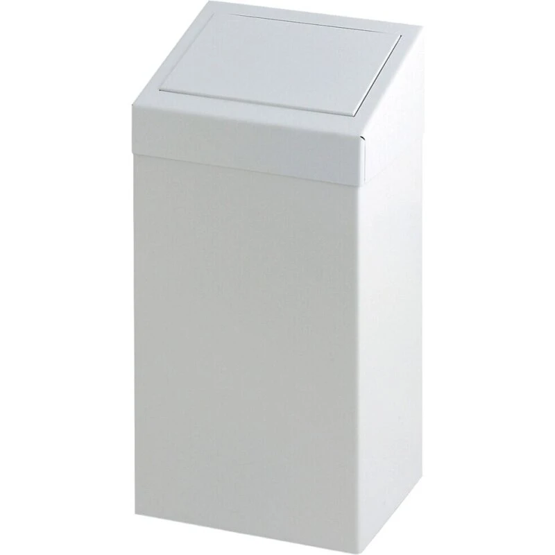 V-Part affaldsspand 50 L, hvid stål, vippelåg, vægmonterbar