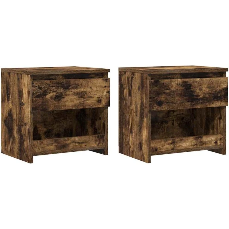 Sengeborde 2 stk. 40x30x39 cm - Røget egetræ