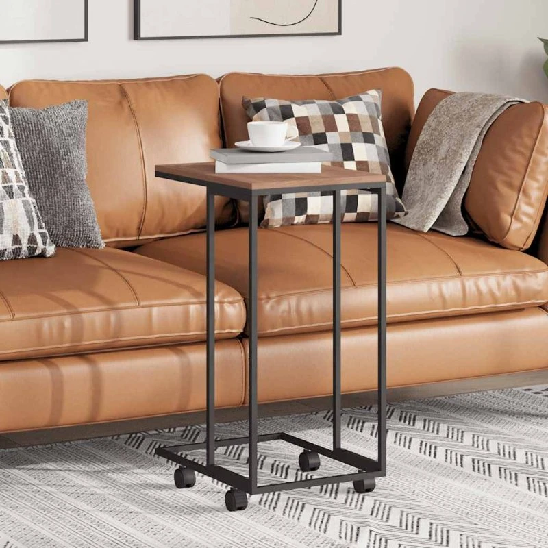 C-formet sidebord med hjul 40x30x63,5 cm - sort