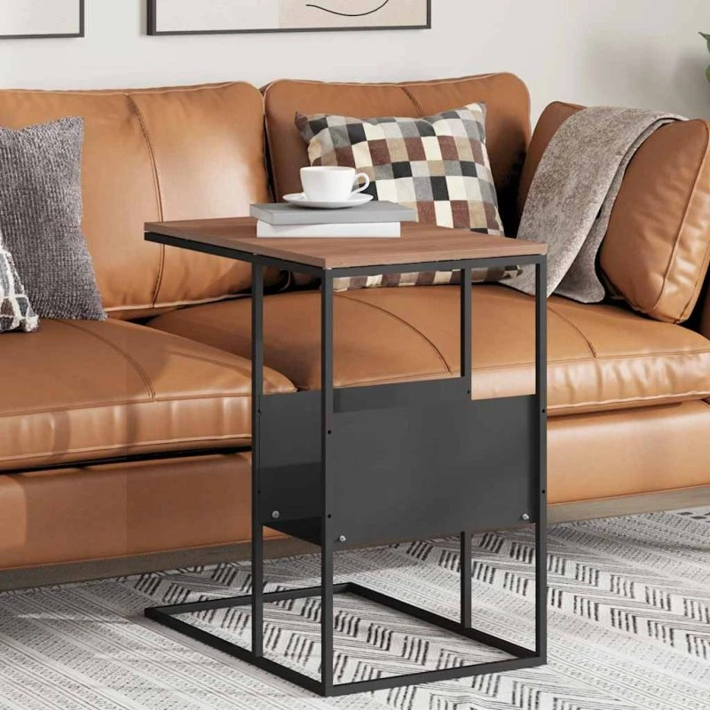 C-formet sidebord 55x36x59,5 cm - sort konstrueret træ